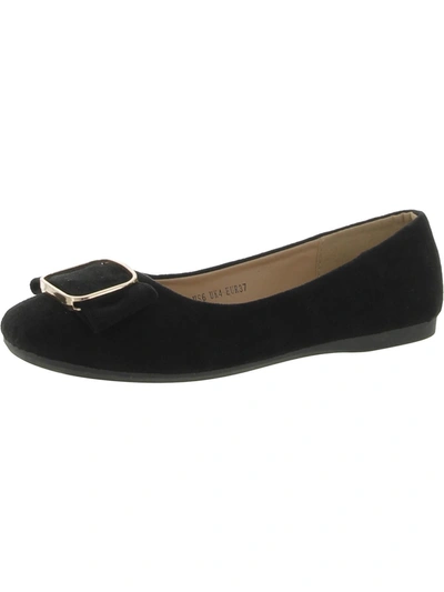 Crepuscolo Womens Faux Suede Slip-on Ballet Flats In Black
