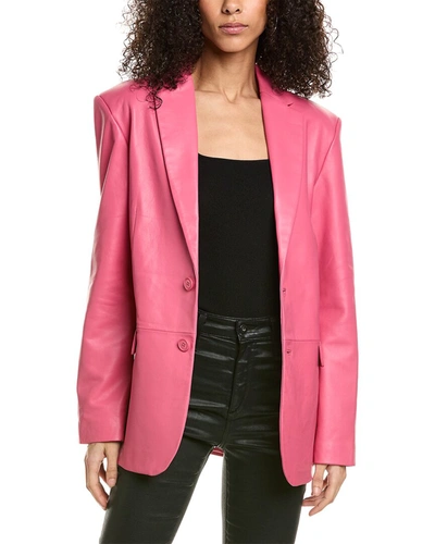 Lamarque Leather Blazer In Pink