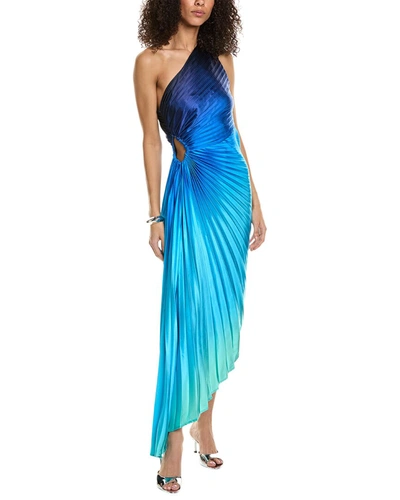 Dress Forum Radiance Ombre Asymmetrical Pleated Maxi Dress In Blue