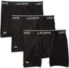 LACOSTE MEN'S CASUAL CLASSIC 3 PACK COTTON STRETCH BOXER BRIEFS IN BLACK