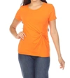 JOSEPH RIBKOFF WIST-FRONT ROUND NECK SHORT SLEEVE TOP IN MANDARIN