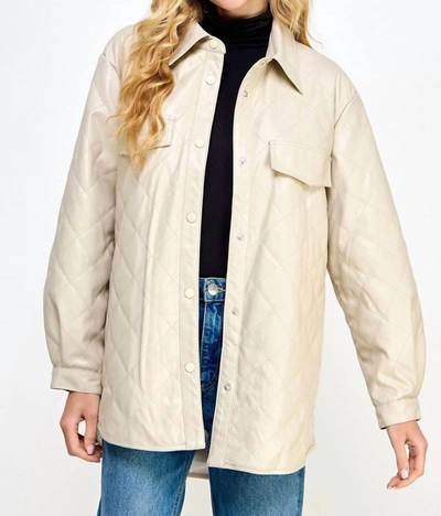 Ellison Faux Leather Quilted Jacket In Beige