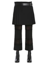 Alexander Mcqueen Wool Crepe Kilt With Leather Belt In Nero