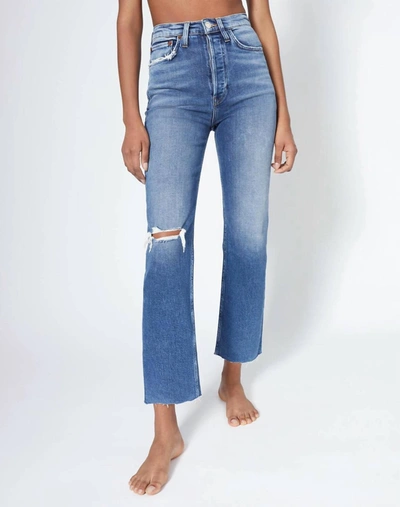 Re/done Comfort Stretch Ultra Highrise Stove Pipe Jean In Vintage Indigo Destroy In Multi