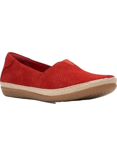 Clarks Danelly Sky Womens Suede Slip On Loafers In Red