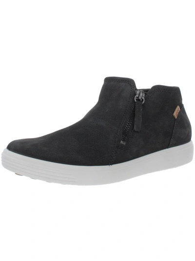 Ecco Soft 7 Womens Suede Mid-top Casual And Fashion Sneakers In Black