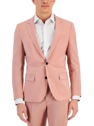 Hugo Mens Wool Blend Long Sleeves Two-button Blazer In Pink