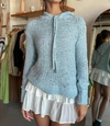 SKY TO MOON ANDREA CROPPED SWEATER IN BLUE