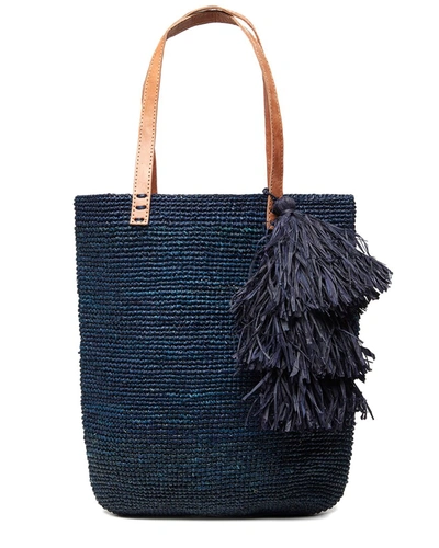 Mar Y Sol Carolina Raffia Shoulder Bag In Blue