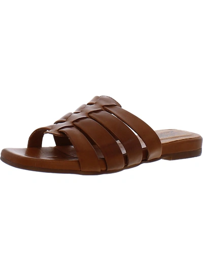 Miz Mooz Preppy Womens Leather Slip On Slide Sandals In Brown