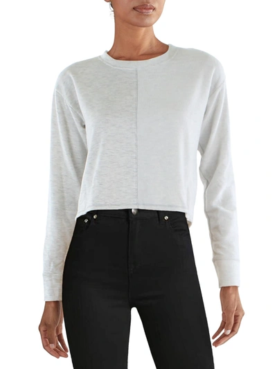 Aqua Womens Mixed Media Cropped Sweatshirt In White