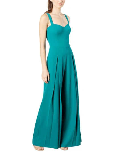 Dress The Population Womens Pleated Wide Leg Jumpsuit In Blue