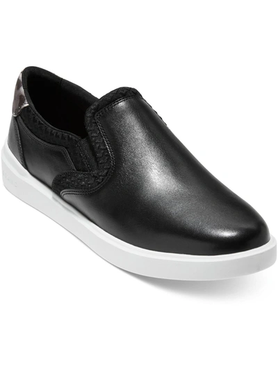 Cole Haan Grand Cross Court Womens Faux Leather Slip On Slip-on Sneakers In Black