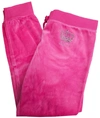 JUICY COUTURE WOMEN'S STUDDED CROWN LOGO TRACK VELOUR ZUMA PANT IN MAGENTA