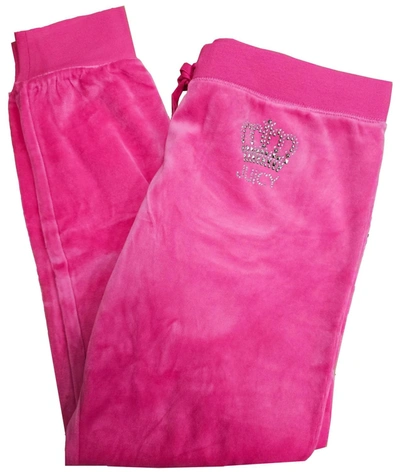 Juicy Couture Women's Studded Crown Logo Track Velour Zuma Pant In Magenta In Pink
