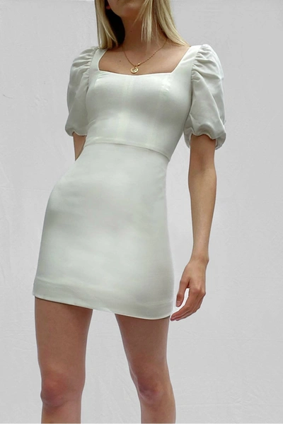 French Connection Berina Whisper Puff Sleeve Dress In White