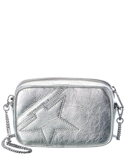 Golden Goose Star Mini Leather Crossbody In Silver