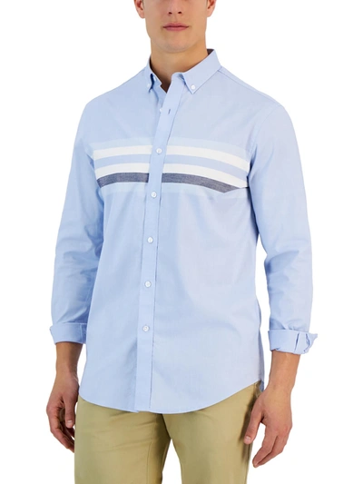 Club Room Mens Cotton Blend Striped Button-down Shirt In Multi