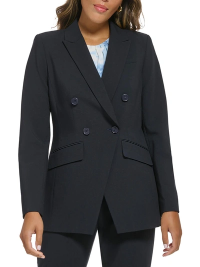 Calvin Klein Womens Notch Collar Suit Separate Double-breasted Blazer In Blue