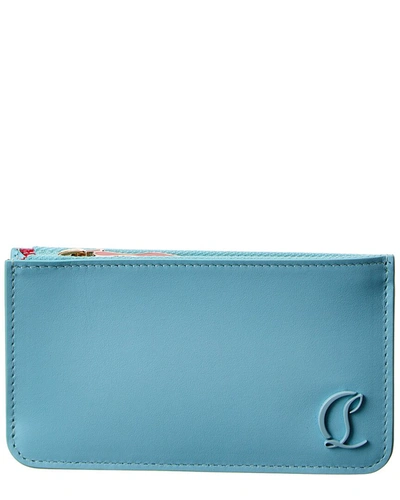 Christian Louboutin Womens Mineral Loubi54 Zipped Leather Card Holder In Blue