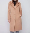 Charlie B Faux Wool Melton Tailored Coat In Truffle In Beige