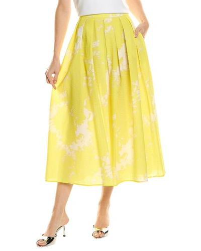 Piazza Sempione Woman Midi Skirt Yellow Size 14 Cotton In White