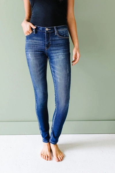 Kancan Melinda Mid-rise Jeans In Dark Denim In Blue