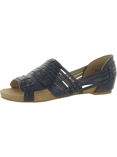 Bellini Native Womens Faux Leather Peep-toe Huarache Sandals In Blue