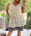 Jaded Gypsy Dream Weaver Tunic Top In Parchment In Beige