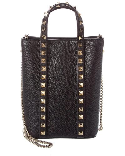 VALENTINO GARAVANI ROCKSTUD GRAINY LEATHER TOTE