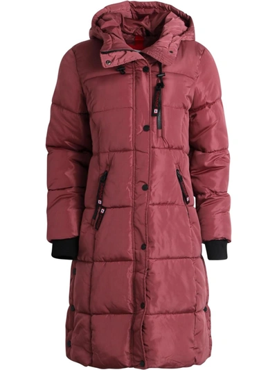 Canada Weather Gear Olcw895ec Womens Quilted Long Puffer Jacket In Red