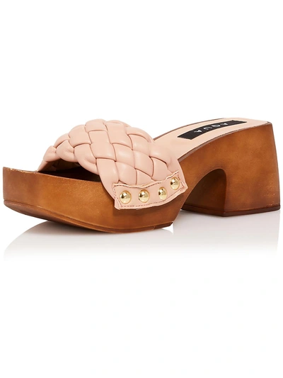 Aqua Boho Womens Woven Faux Leather Platform Sandals In Brown