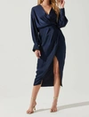 Astr Sadyra Midi Dress In Midnight Blue