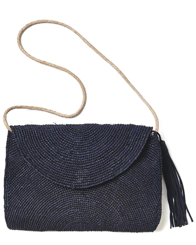 Mar Y Sol Leah Raffia Shoulder Bag In Blue