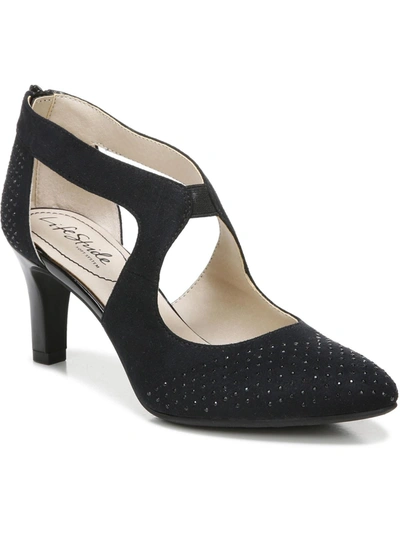 Lifestride Giovanna Womens Faux Suede Ankle Pumps In Black