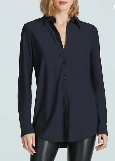 Commando Classic Oversized Button Down Shirt In Black In Blue