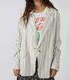 Free People Fern Stripe Oversize Linen Blend Blazer In Multi
