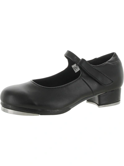 Dance Womens Faux Leather Jazz Tap Shoes In Black