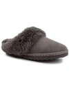 London Fog Josie Womens Suede Slip-on Moccasin Slippers In Grey