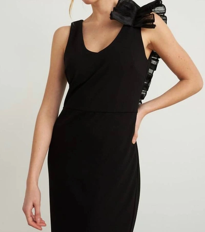 Joseph Ribkoff Ruffle Shoulder Dress In Black