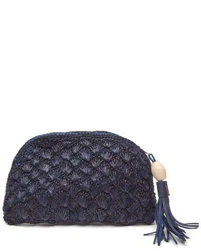 Mar Y Sol Cleo Raffia Clutch In Blue