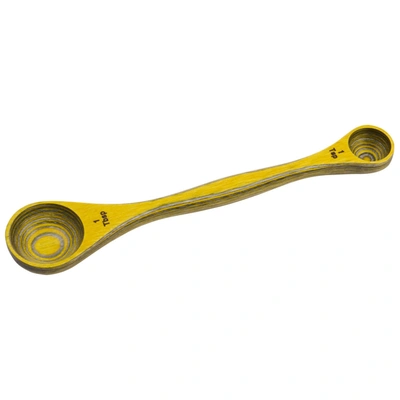 Island Bamboo 9-inch Pakkawood Double Sided Measuring Spoon In Yellow
