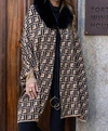 Frank Lyman Camel/black Knit Poncho In Black/camel In Multi