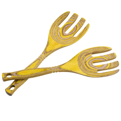 Island Bamboo Pakkawood 12-inch Salad Claws In Yellow