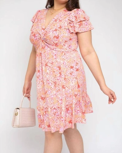 Gilli Ditsy Dress In Coral In Pink