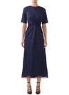 JASON WU FLORAL CLOQUE JACQUARD DRESS IN NAVY