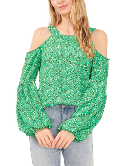 Cece Womens Lantern Sleeves Cut-out Cold Shoulder In Green