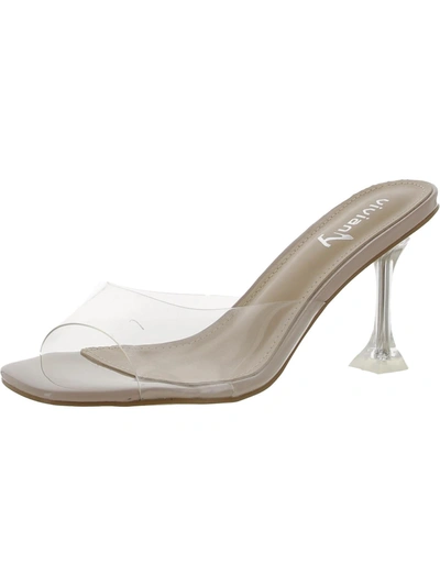 Vivianly Womens Patent Slip-on Heels In White