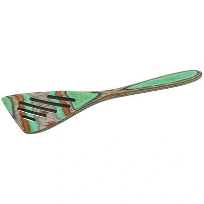 Island Bamboo 8-inch Pakkawood Mini Slotted Spatula In Green