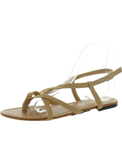 Charles Albert Womens Faux Leather Ankle Strap Strappy Sandals In Beige